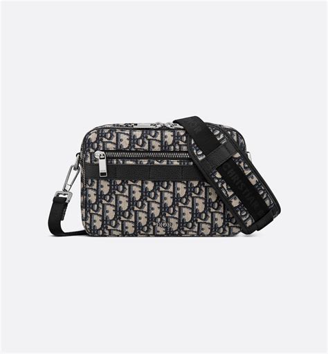 Safari Messenger Bag Beige and Black Dior Oblique Jacquard